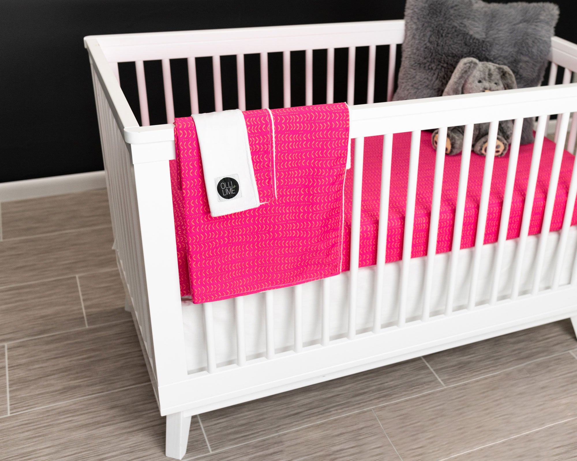 Dreamy Ferns - Deluxe Nursery Bedding Set - Marigold on Fuchsia - Olli+Lime